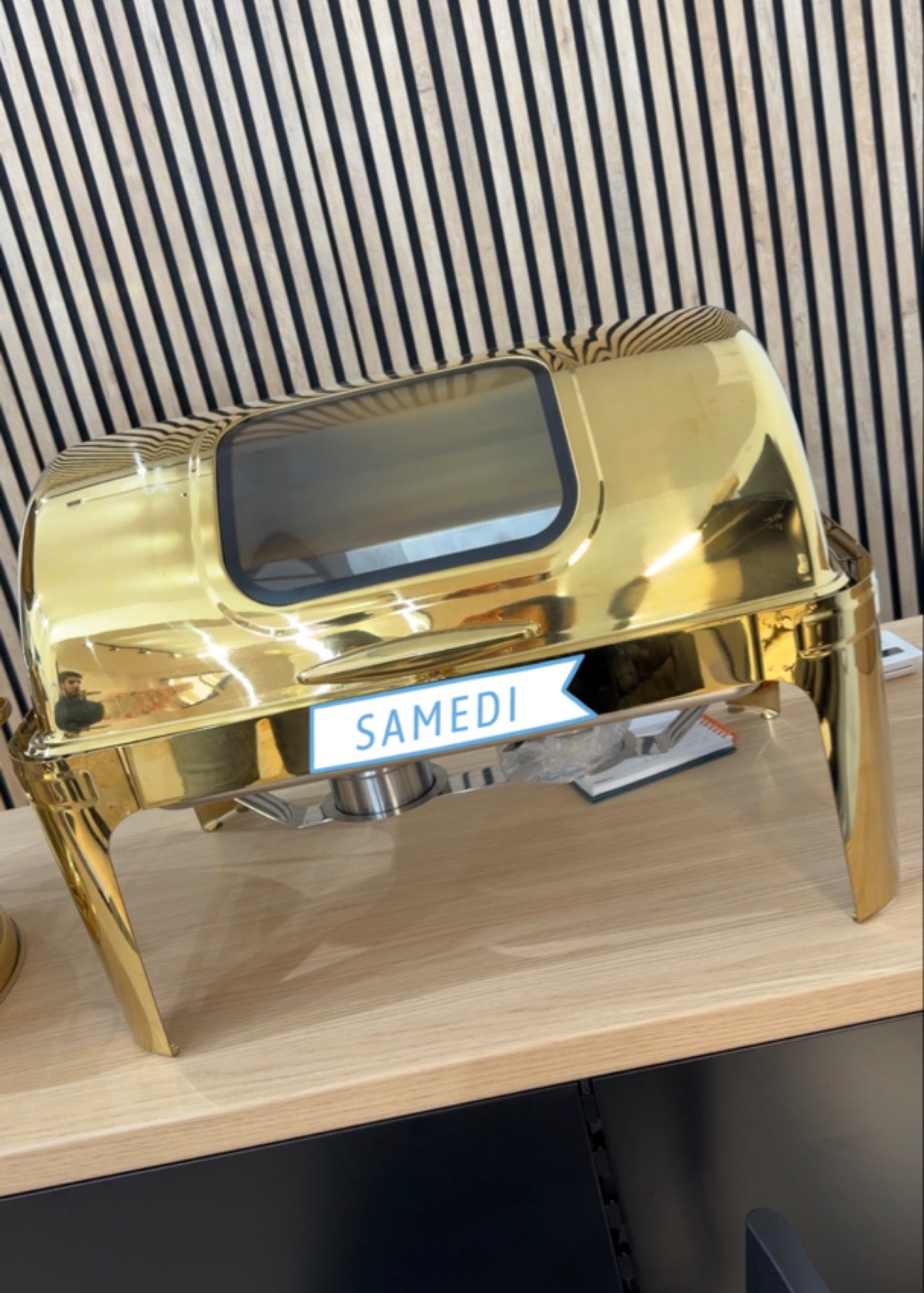 Chafing dish rectangulaire couvercle rabattable